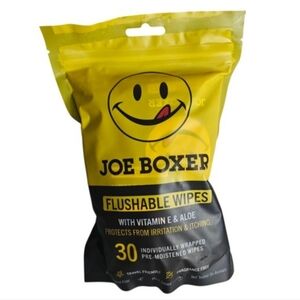 Joe Boxer Flushable Wipes 30 Ct Individually Wrapped Vitamin E Aloe NEW